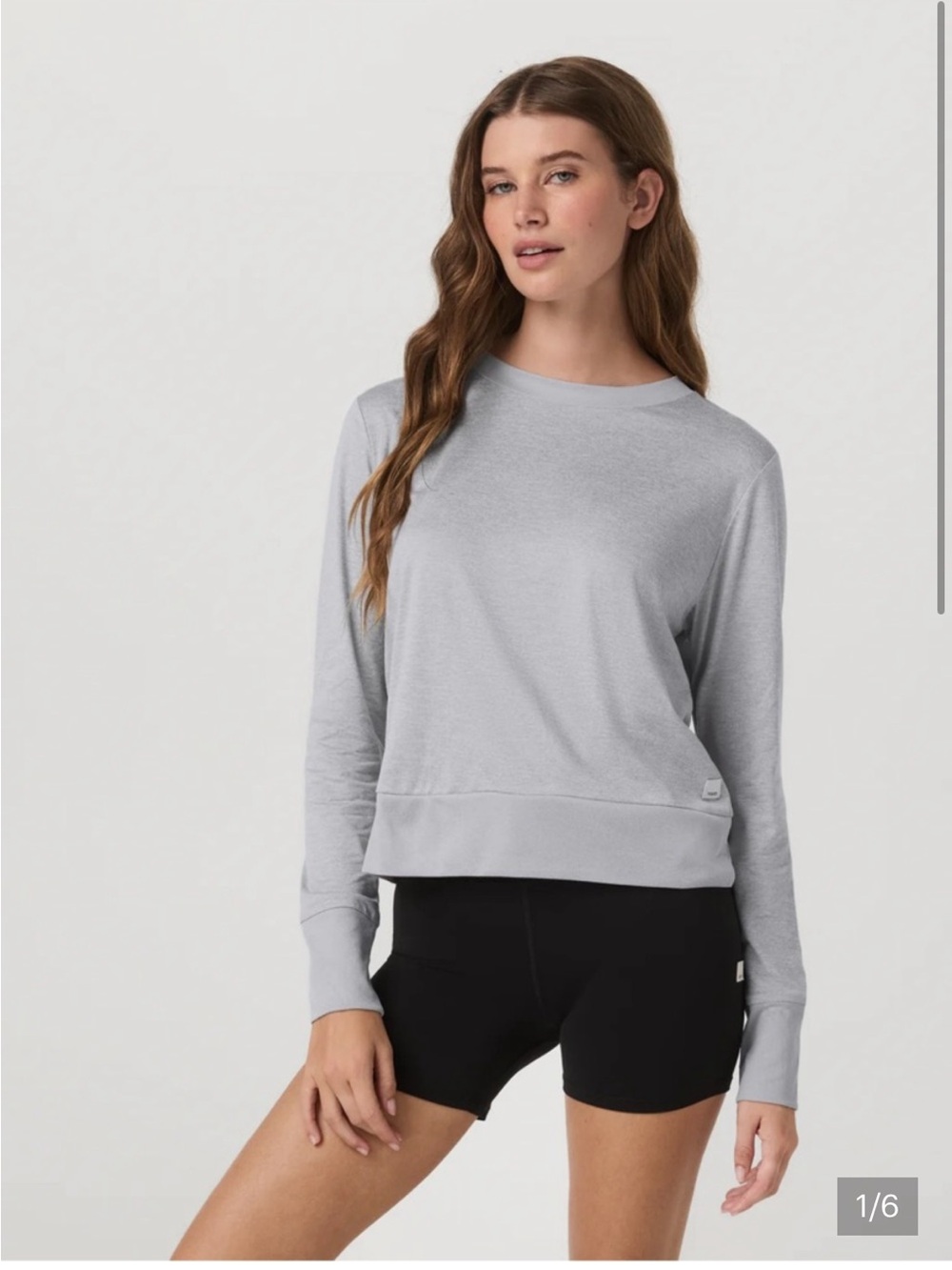 Vuori Long-Sleeve Halo Crew in Heather Gray